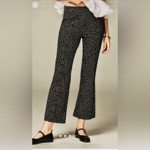 Maeve Black with White Hearts Ankle Flare Pants